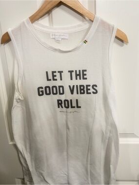 Spiritual Gangster White Graphic Muscle Tank - LET THE GOOD VIBES ROLL size S